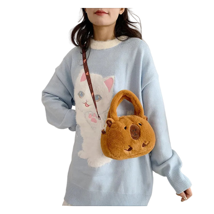 Capybara Plush Backpack - Kawaii Character Crossbody Bag