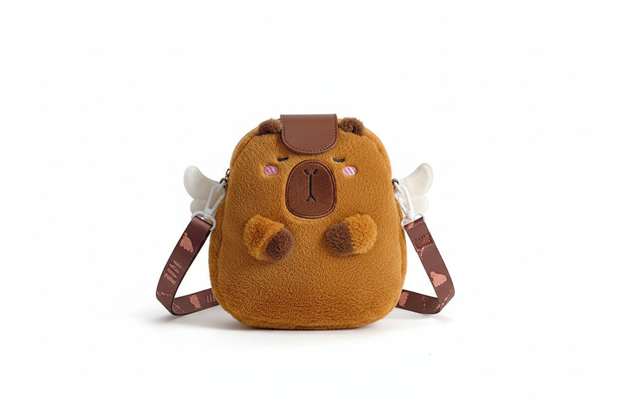 Capybara Plush Backpack - Kawaii Character Crossbody Bag