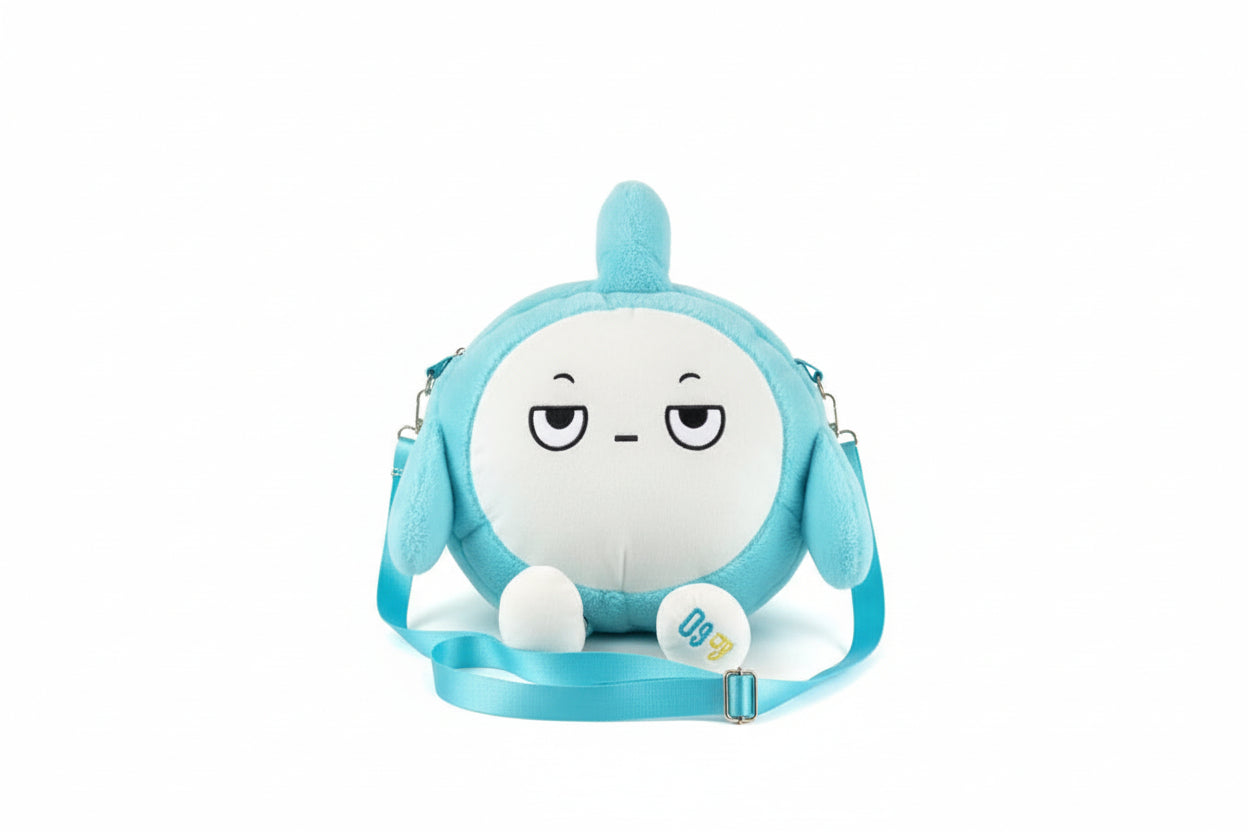 Plush toy with a leash on a white background