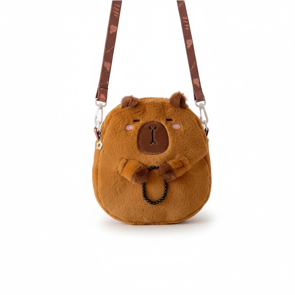 Capybara Plush Backpack - Kawaii Character Crossbody Bag