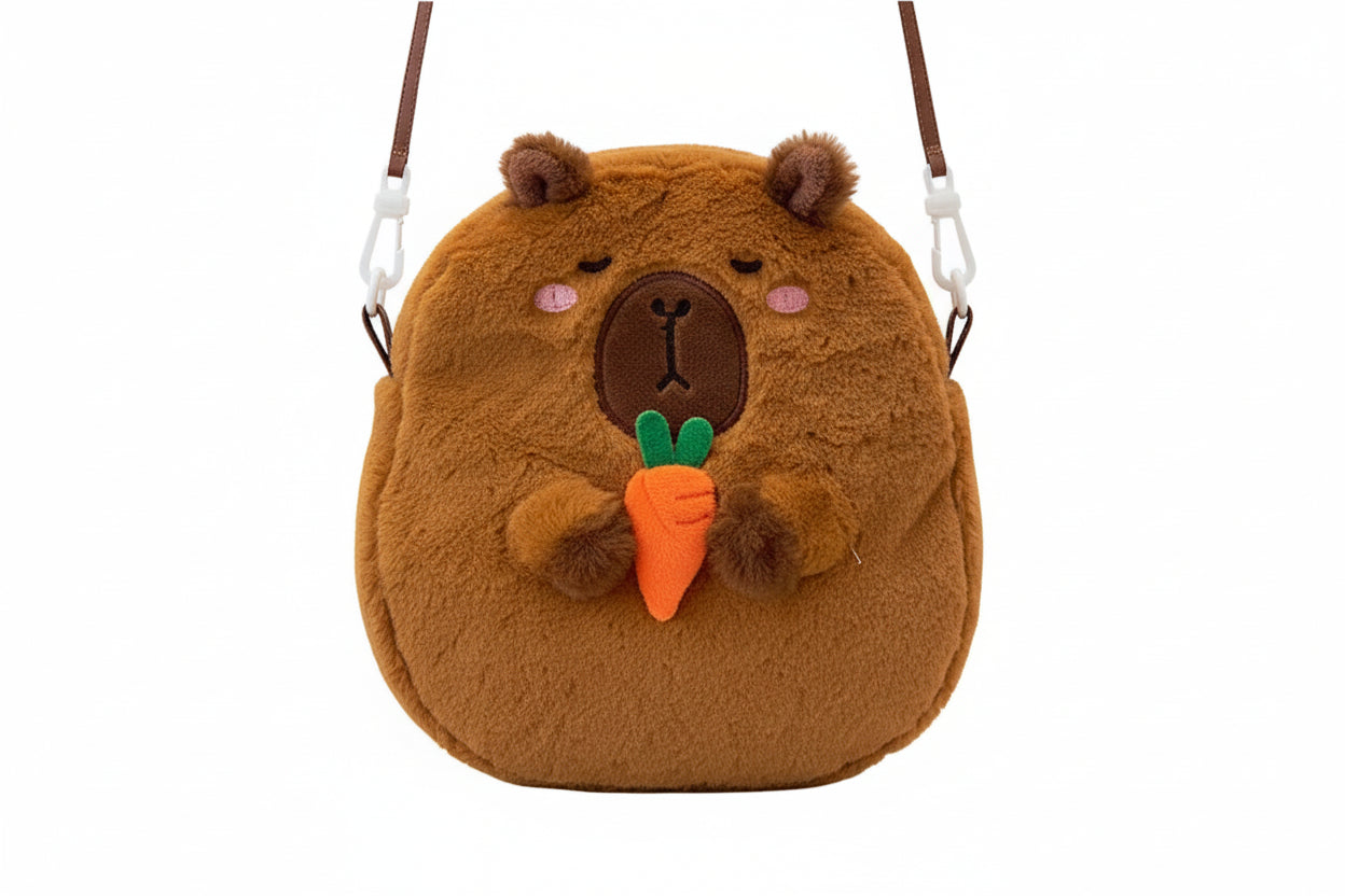 Capybara Plush Backpack - Kawaii Character Crossbody Bag