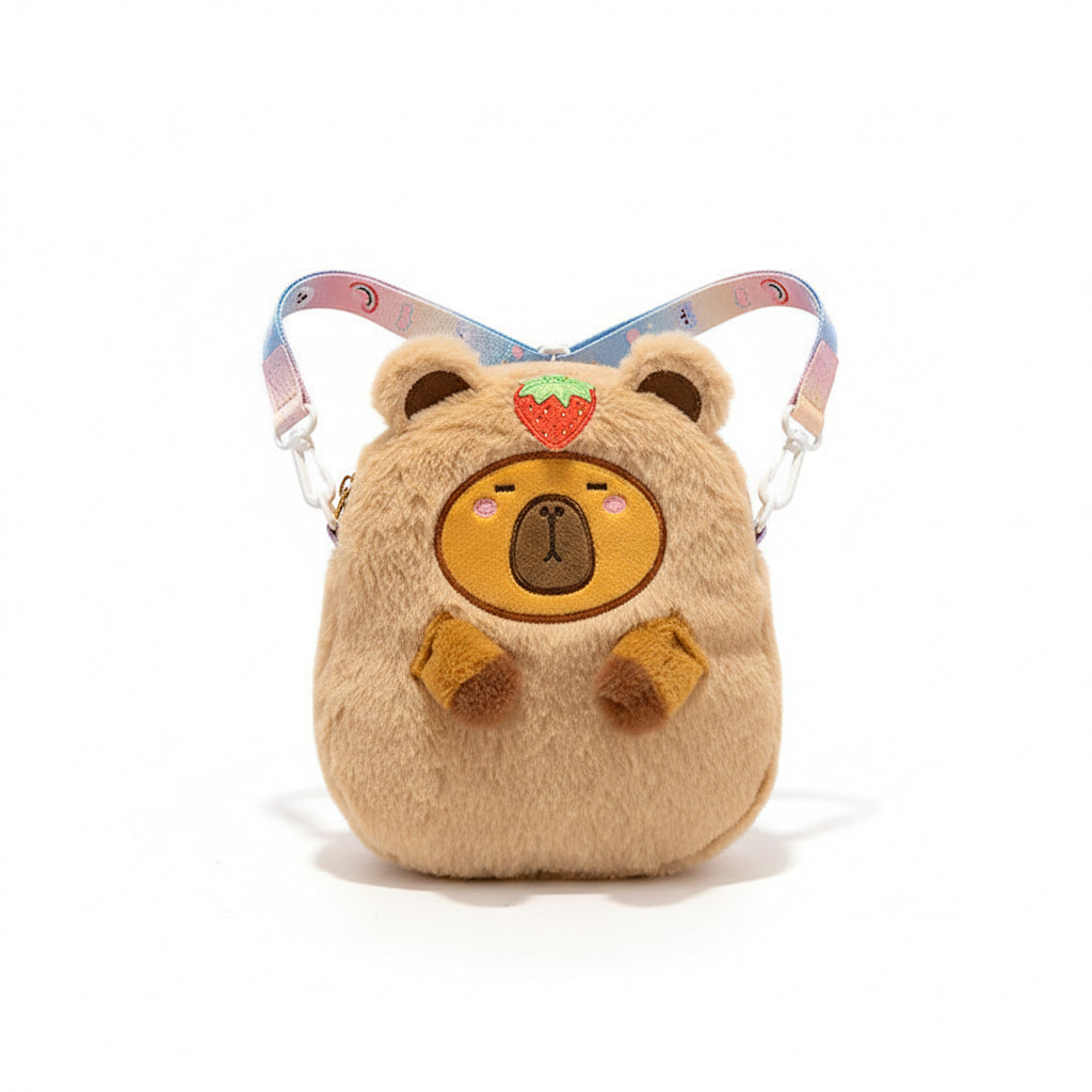 Capybara Plush Backpack - Kawaii Character Crossbody Bag