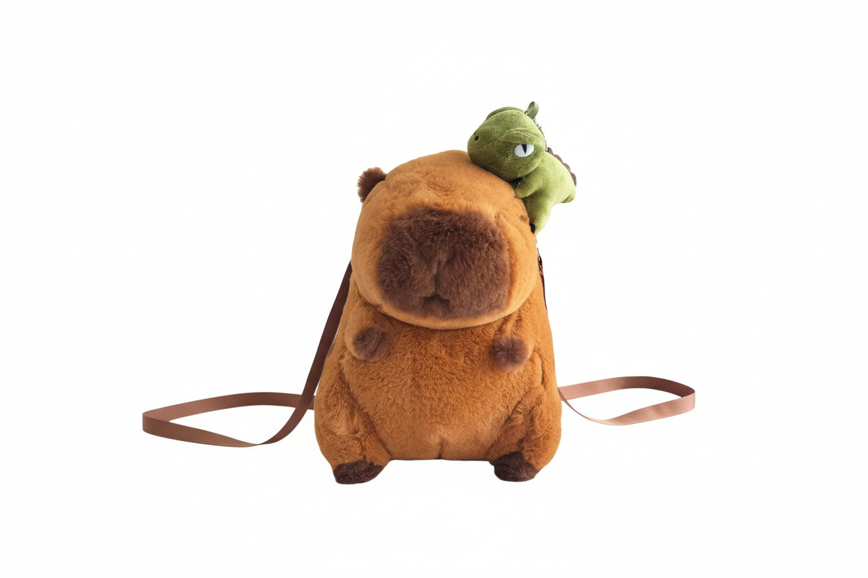 Capybara Plush Backpack - Kawaii Character Crossbody Bag