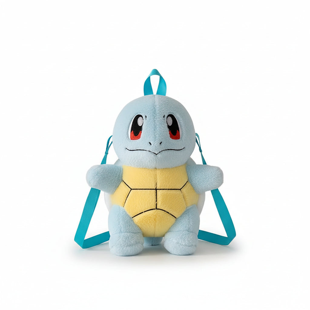 Plush toy resembling a turtle with a blue shell on a white background