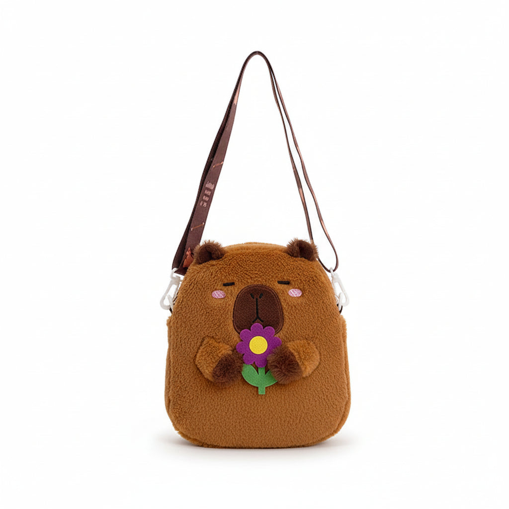 Capybara Plush Backpack - Kawaii Character Crossbody Bag