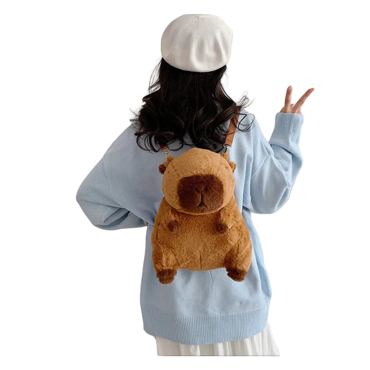Capybara Plush Backpack - Kawaii Character Crossbody Bag