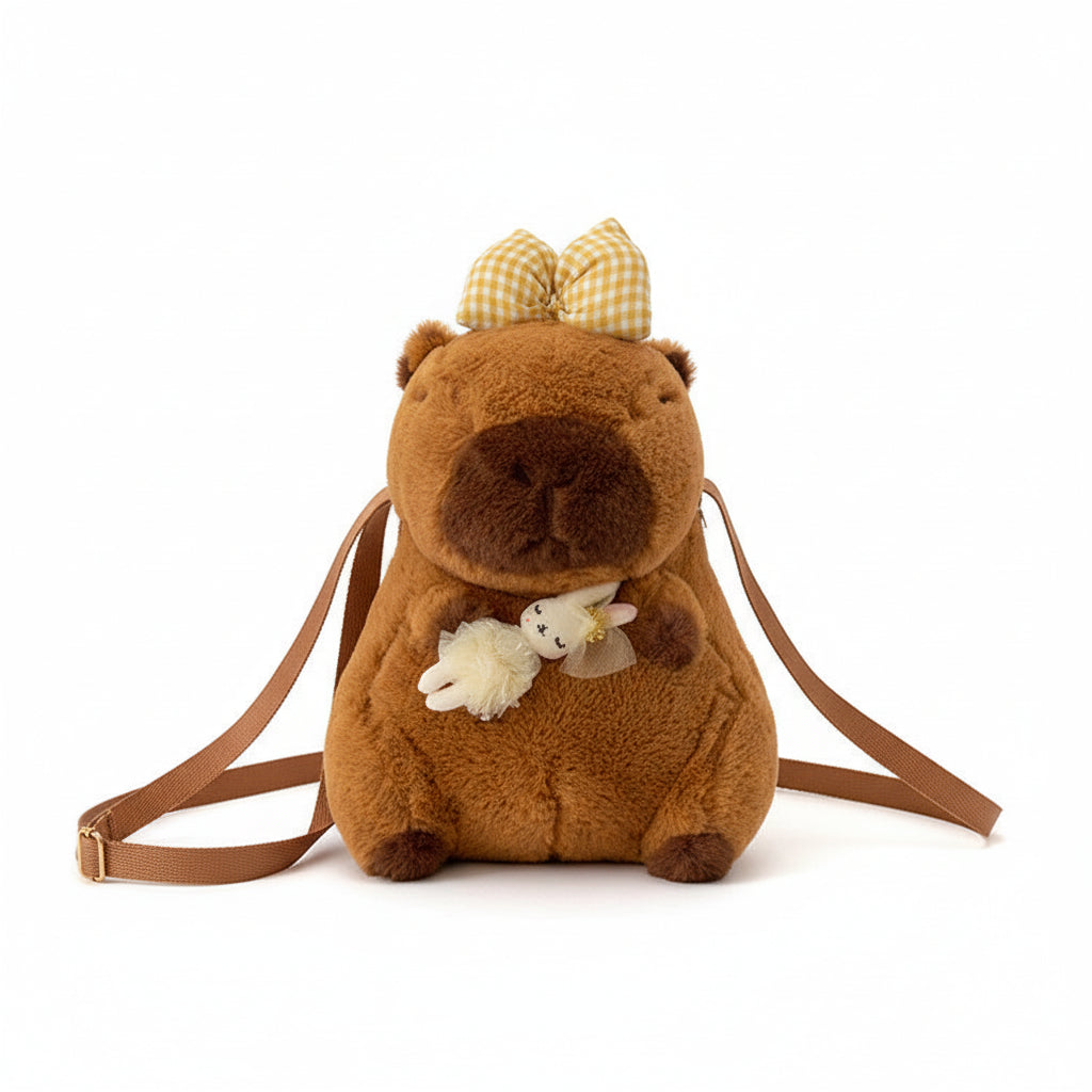 Capybara Plush Backpack - Kawaii Character Crossbody Bag